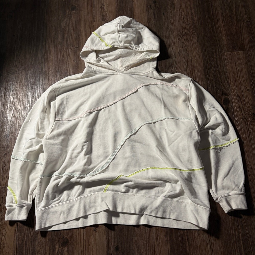Nike‎ 1X White Distressed Stitch Hoodie Sweatshirt Women Plus Size Casual